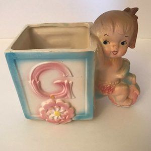 Vintage Baby Girls Planter Pink Shower Gift